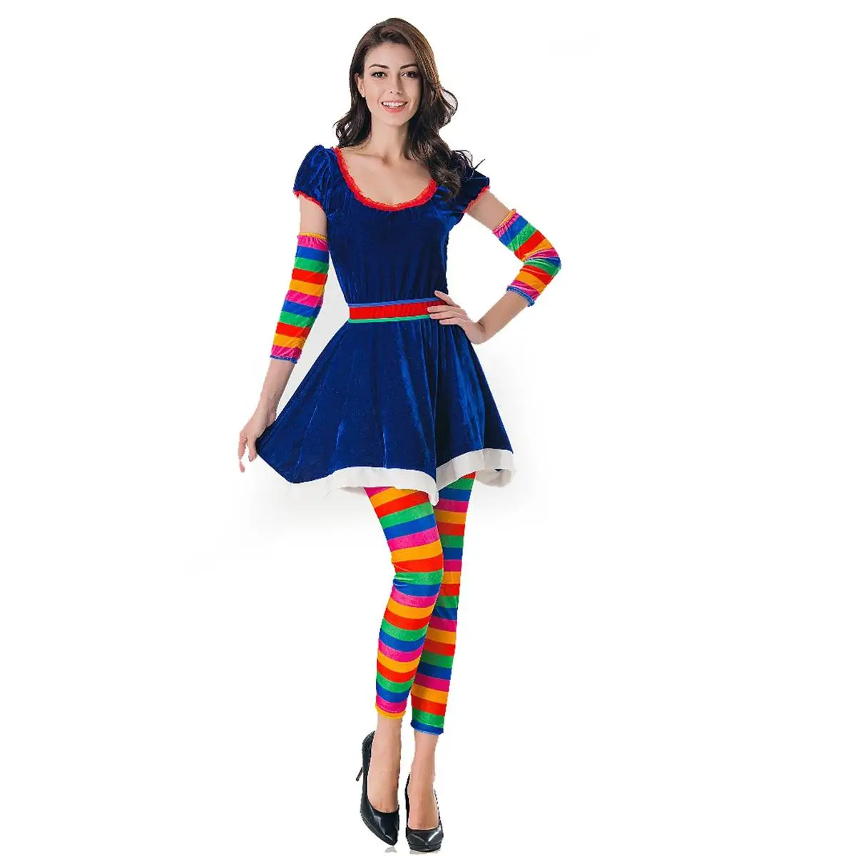 

Rainbow Colored Candy Suit Clown Performance Costume Party Gift Multisize Halloween Outfit Traditional Chinese Stage Costume