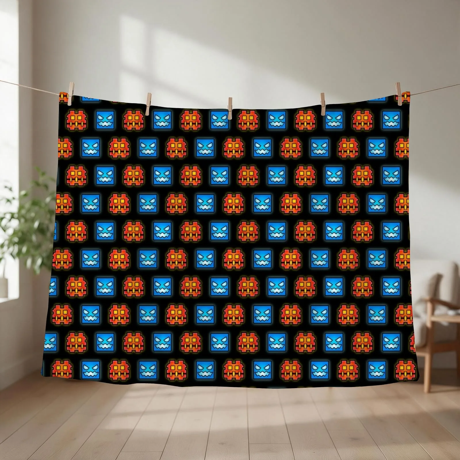 Geometry dash Throw Blanket couch cozy soft plush fuzzy picnic outdoor blanket