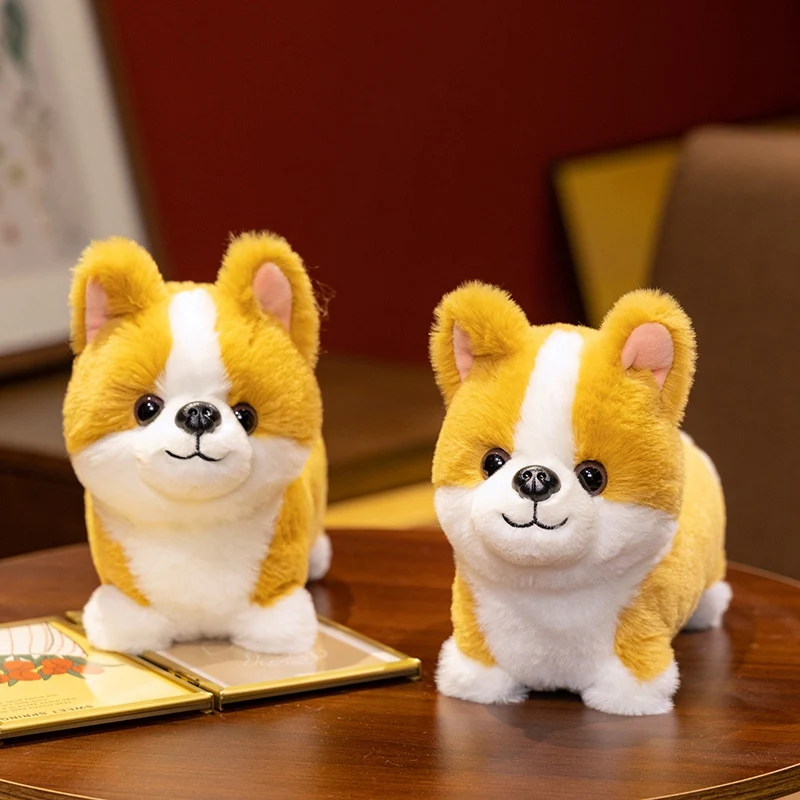 Lebensechter Corgi-Hund, Plüschtier, niedliche Simulation, Stofftier, Welpe, Inu, flauschige Babypuppe, Geschenk für Kinder, Geburtstag