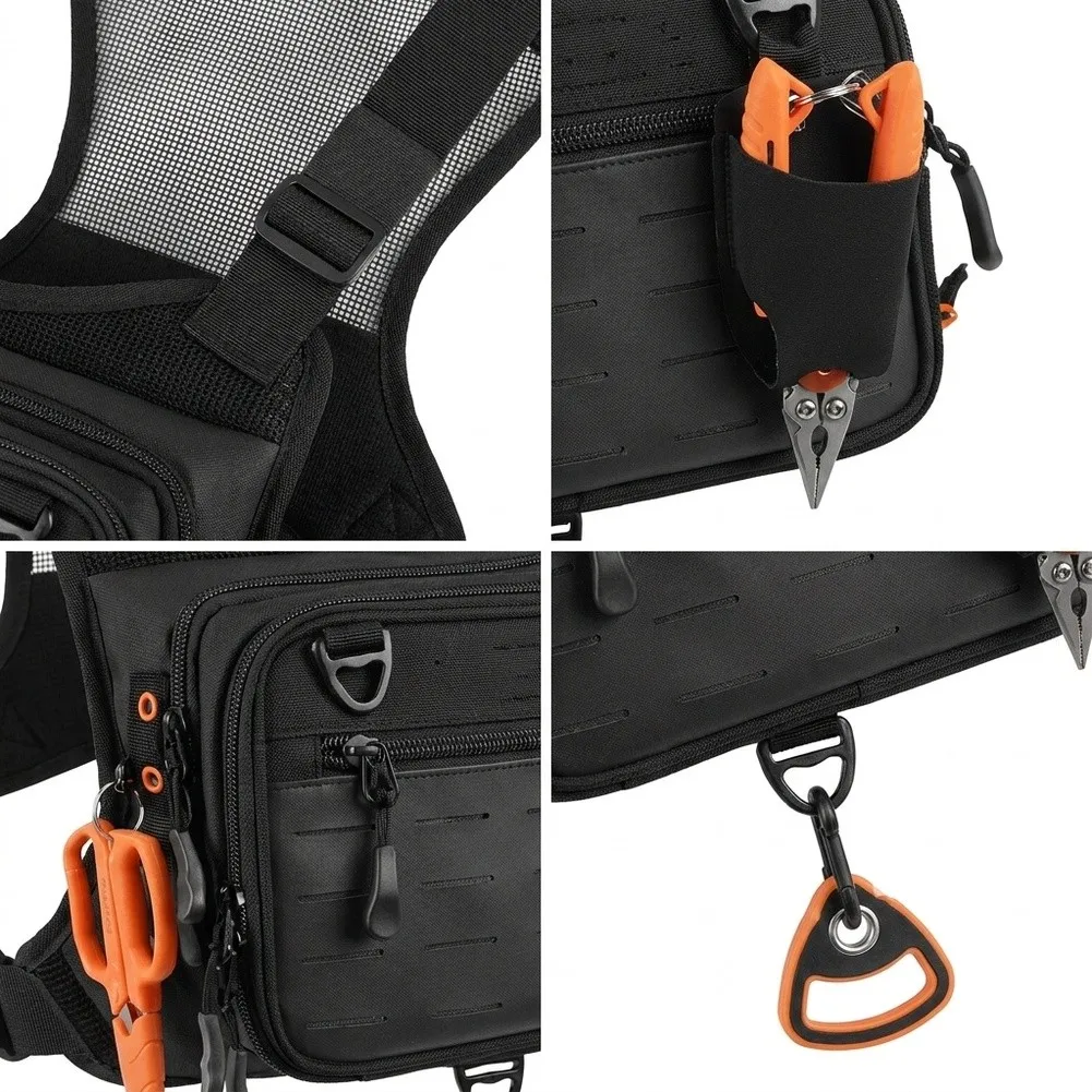 Fly Fishing Chest Pack Backpack Vest with Large Mesh Back Panel and Adjustable Straps for All Day Wear Comfort