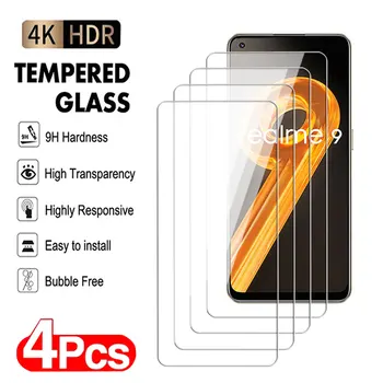 4 adet anti-patlama temperli cam Realme için 8 9 10 11 Pro artı 4G 5G hız ekran koruyucu şeffaf koruyucu Film cam