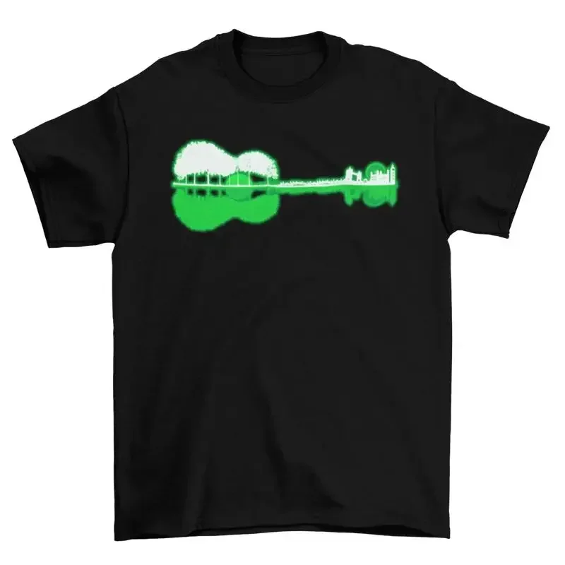 London Guitar Reflection Mens T Shirt Guitarist Musician Music Festival
