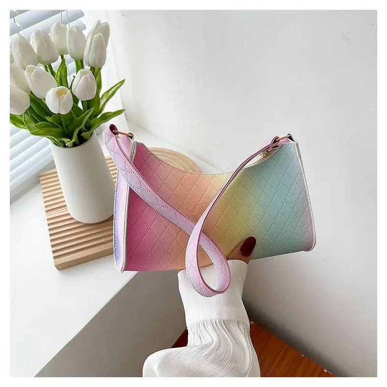 Rainbow Woman Handbag Trend Luxury Women Girl Shoulder bag PVC Lady Crossbody PU Purses Women's Leather Totebag