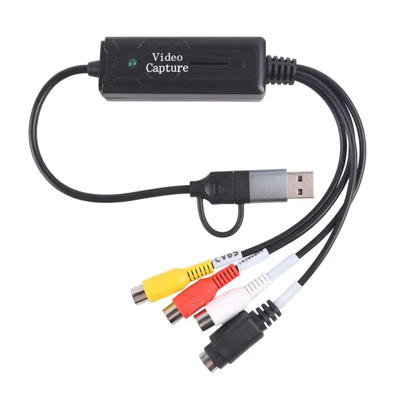 AV S Video Capture Card USB 2.0 Type C Adapter AV Video Composite To USB Type C For Camera OBS PC