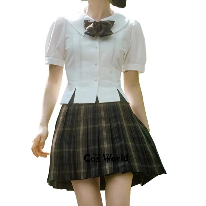 [Bai Lan] Japanese Short Puff Sleeve Summer Collect Waist Shirts Blouse JK High School Uniform Class Students Cloth