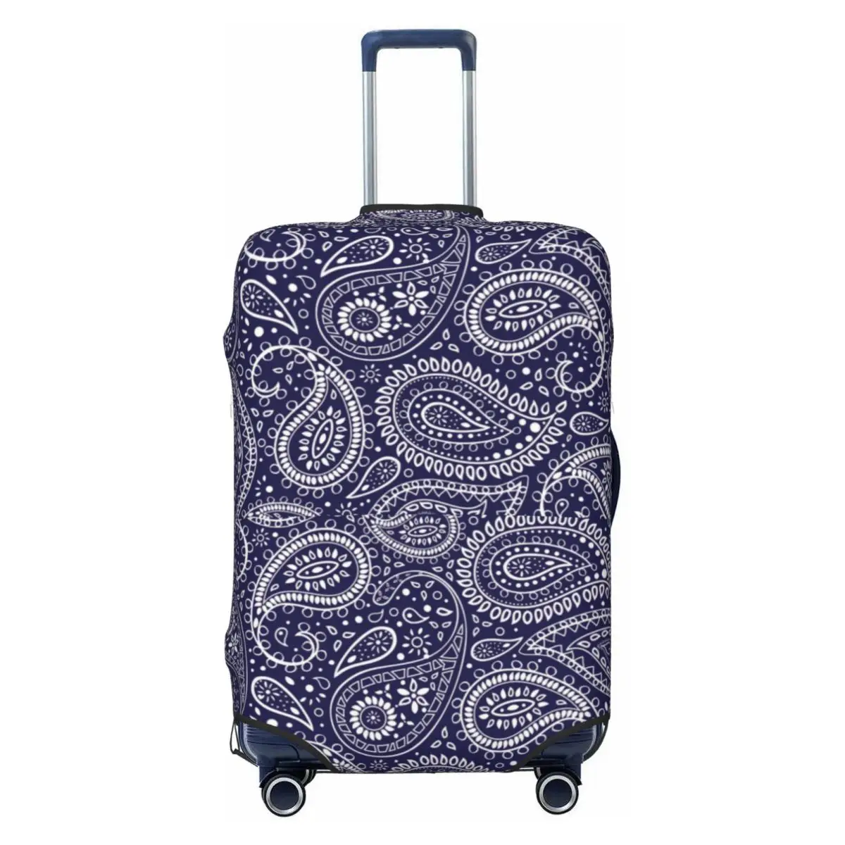

Custom Bandana Pretty Bohemian Art Paisley Suitcase Cover Elastic Blue Luggage Covers Protector for 18-32 inch