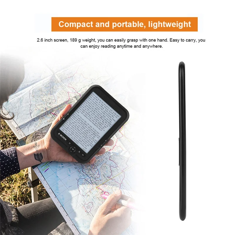 ABVO-EBOOK Reader Eink 6 بوصة Ereader 600 X 800 دقة عرض 300 ديسيبل متوحد الخواص غطاء أزرق (أسود 8G)
