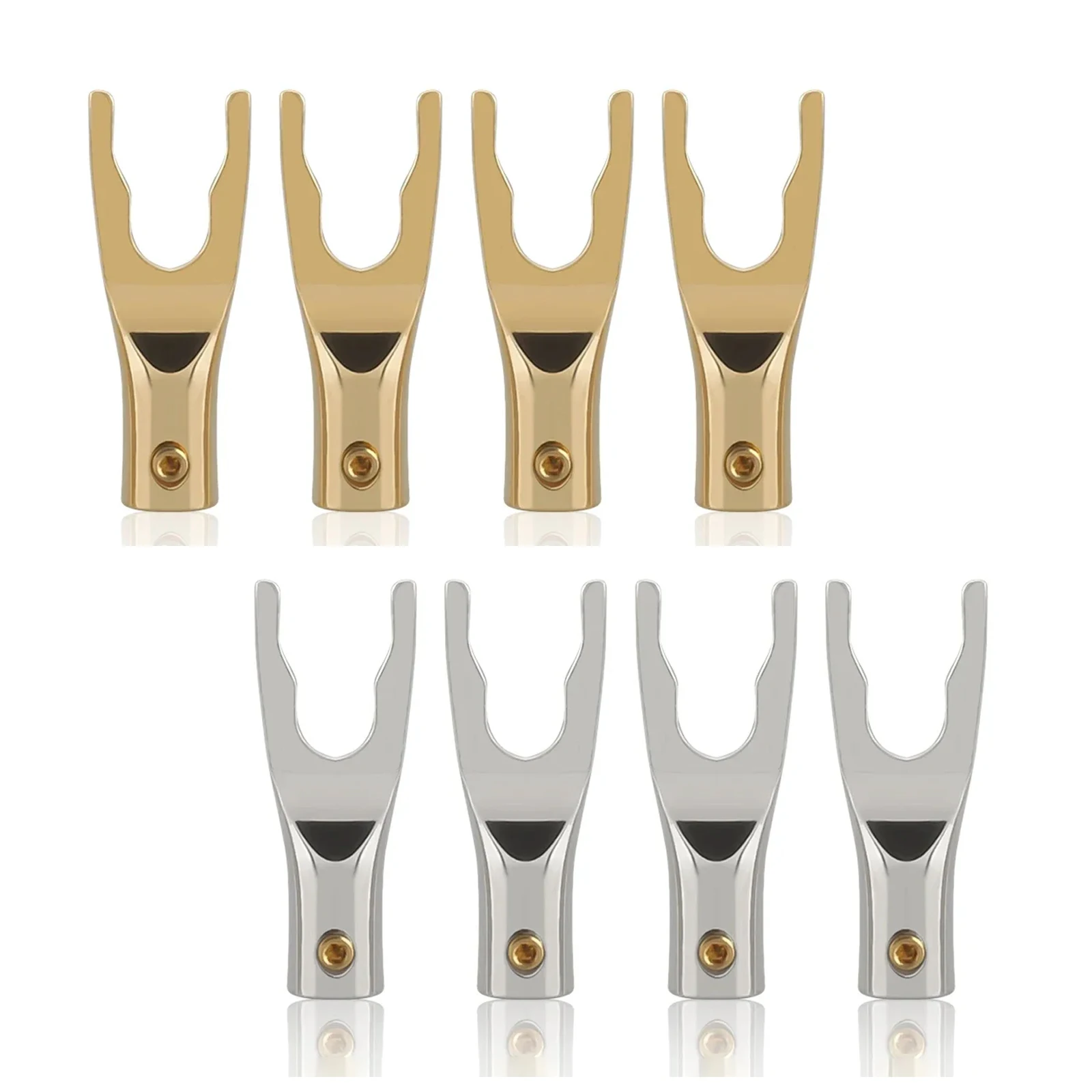 hifi audio copper Y/U Spade Speaker Plugs spade Brass Zinc Alloy Plated Gold plated Audio Screw For audio video speaker wire