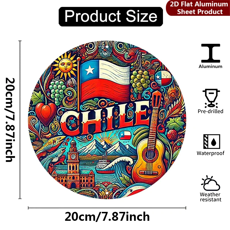 2D Flat, 1pc,Vibrant Chilean Art Decorative SignFestival Decor PlaqueBold Pattern Perfect for Home,Porch,Garden,Cafe,Etc,Outdoor