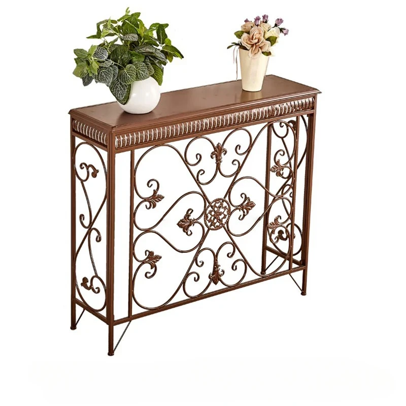 European Wrought Iron Console Tables Decoration Desk Modern Living Room Furniture Entrance Console Home Corridor Wall Shelf