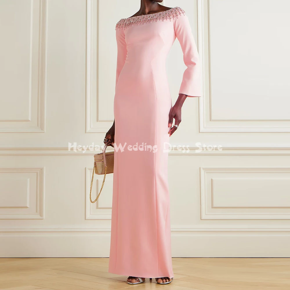 

Heyday Customized Women's Off-the-shoulder Beaded Saudi Evening Dresses With 3/4 Sleeves Floor-Length Elegant Dresses 2025