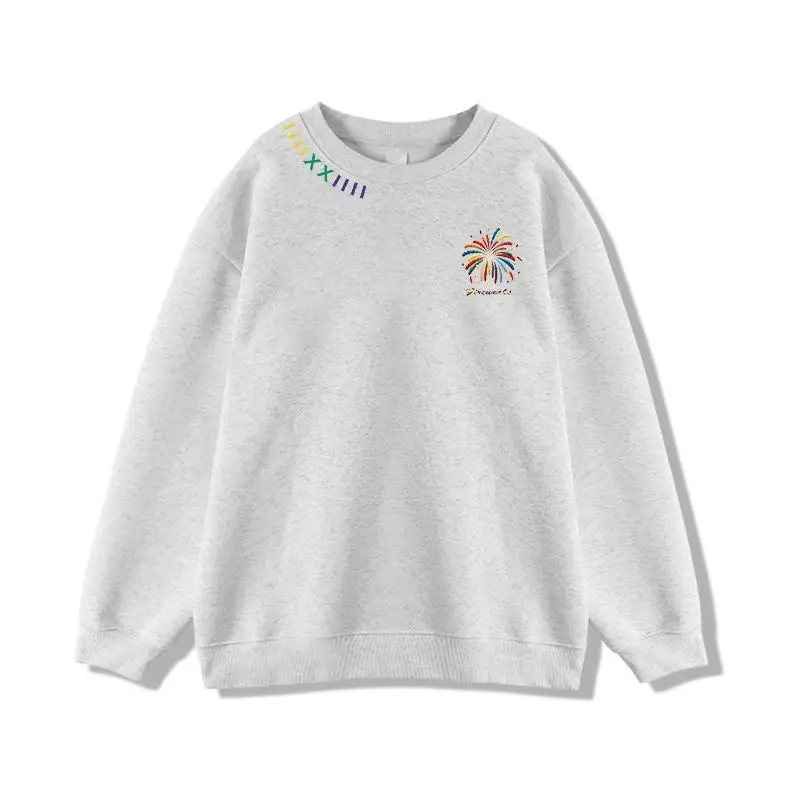 

Флисовая толстовка без шапки, женская одежда Y2K, осенняя легкая в уходе, обычная академия, школа, кампус, толпа, лоскутное шитье с рисунком, милая девушка