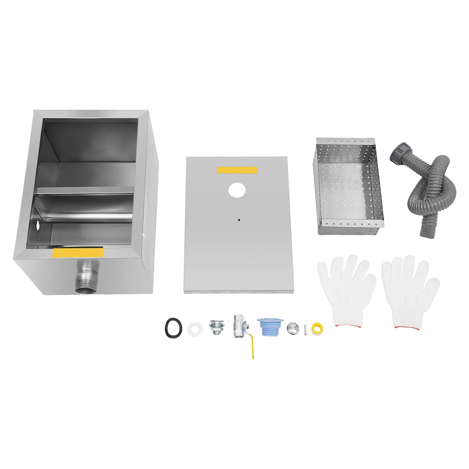 معترض الشحوم التجاري من الفولاذ المقاوم للصدأ سعة 18 لترًا، مصيدة شحم تحت المغسلة، مع مدخل مياه جانبي للمطبخ #6