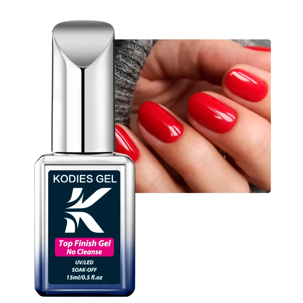 KODIES GEL Briljante Top Finish Gel Polish Top Coat Geen Veeg 15ML Helder Semi Permanente UV Filter Super Shine manicure Nail Sealer