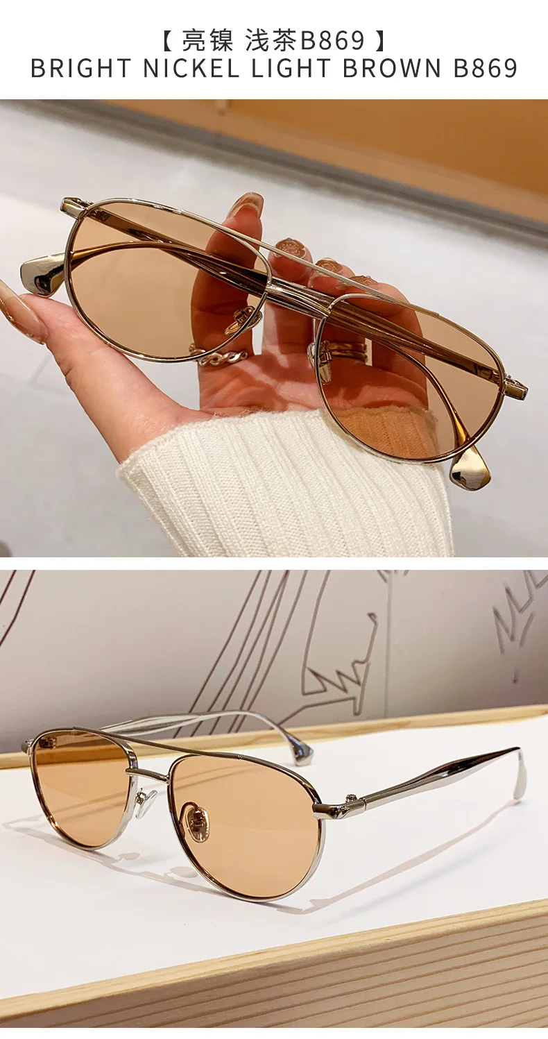 Trendy Beliebte Metall Pilot Sonnenbrille Frauen Männer Outdoor Luxus Designer Shades Sommer Reisen Stick Sonnenbrille Männlich UV400 – Detail 13