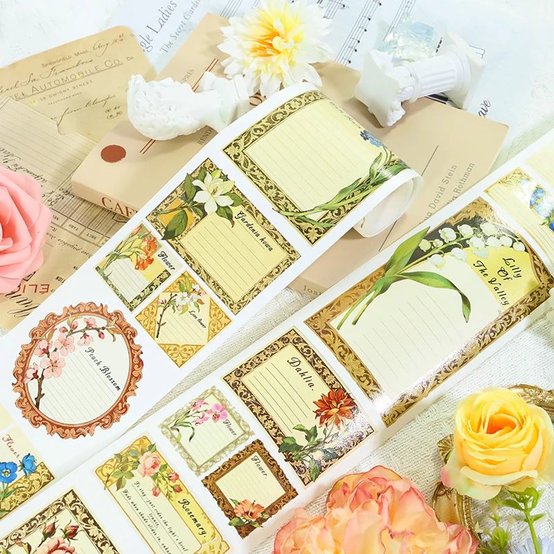80mm*200cm Vintage Baroque Border Flower Landscape Washi Tape Creative DIY Journal Material Collage Stationery