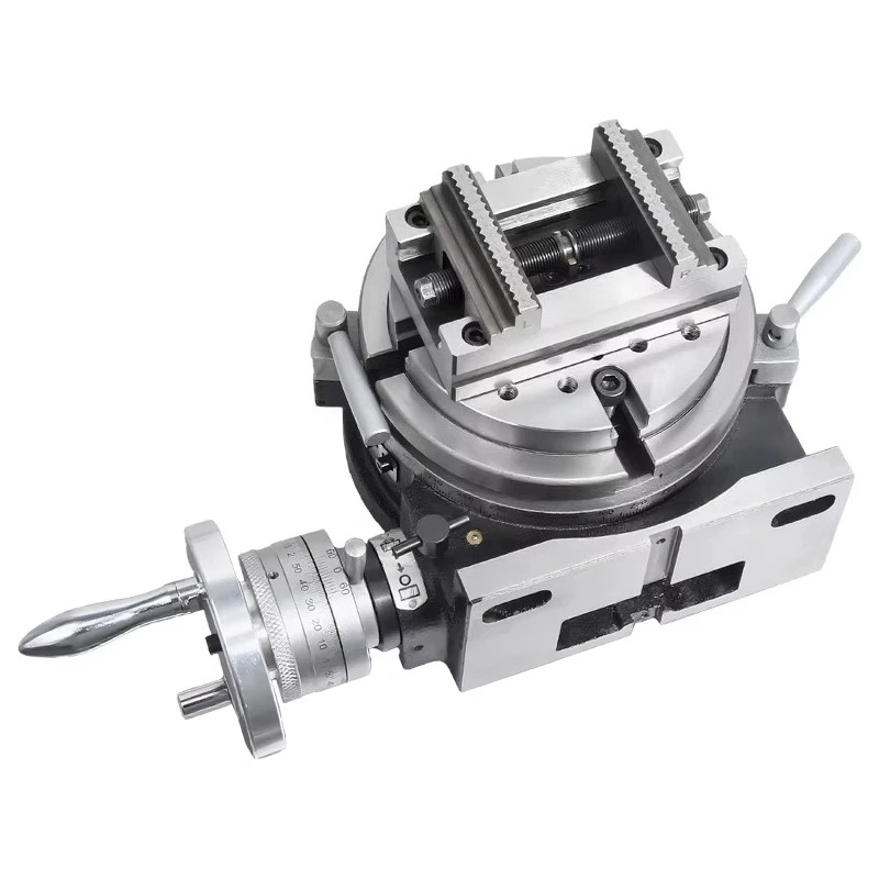 Simple manual indexing disc 4 axis rotary table CNC machining center rotary disc AC axis self-centering vise indexing head