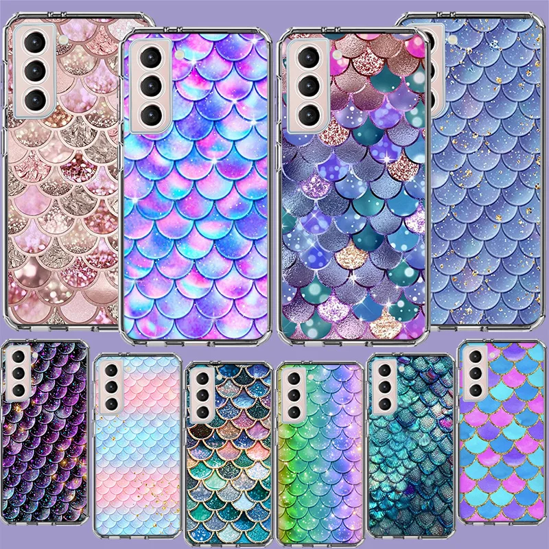 Fish Scale Pattern Mermaid Phone Case For Galaxy A14 A24 A34 A54 Samsung A02S A12 A22 A32 A42 A52 A72 A13 A33 A53 5G A03 A03S A2