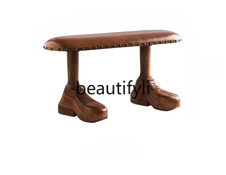 

LJYSolid wood shoe changing stool creative bedroom bedside stool