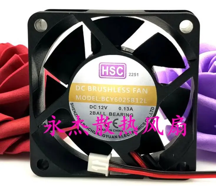 

BCY6025B12L DC 12V 0.13A 60x60x25mm 2-Wire Server Cooling Fan