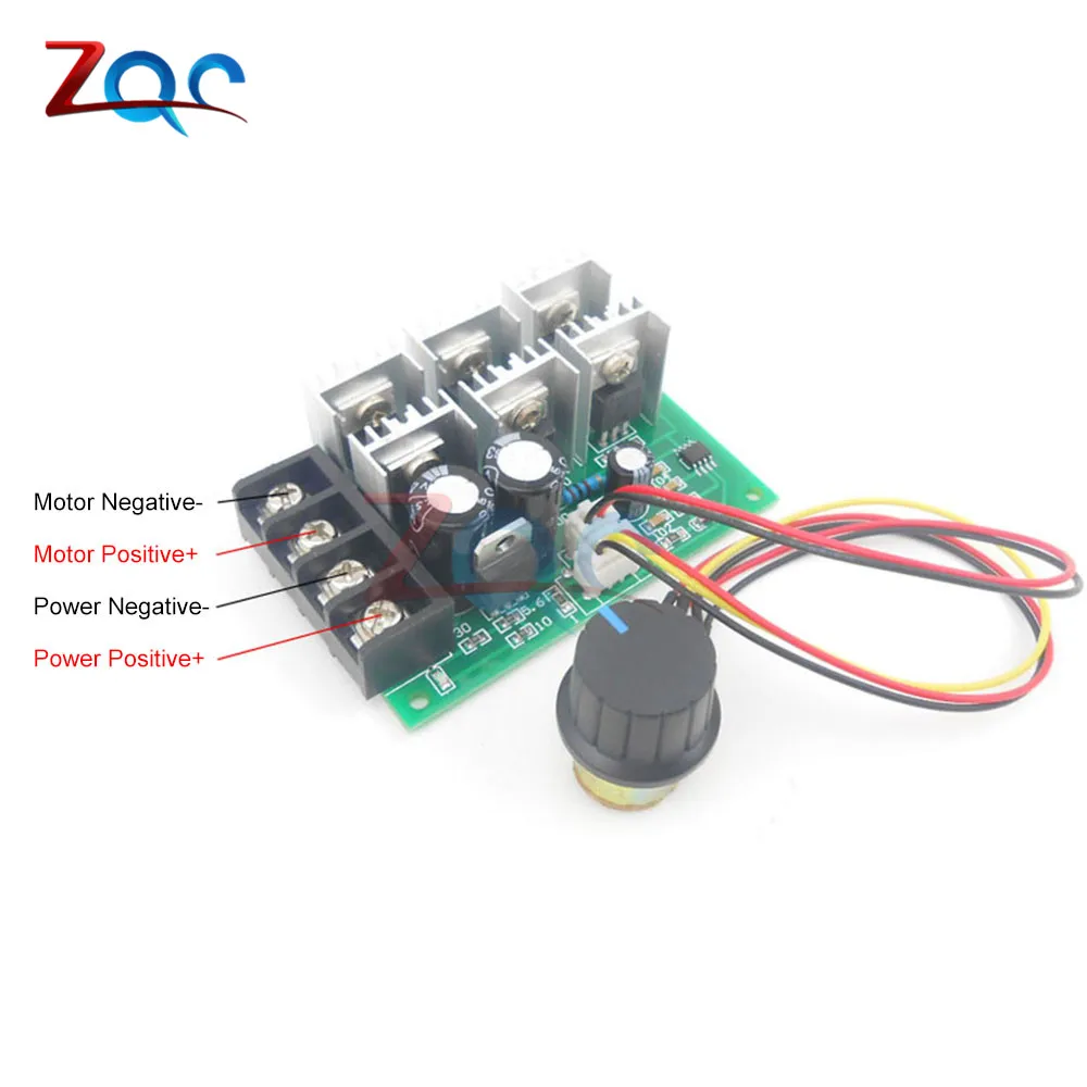 Controlador de velocidad del Motor, regulador eléctrico PWM con interruptor Reversible, 12v, 40A, PWM, CC, DC9V-55V