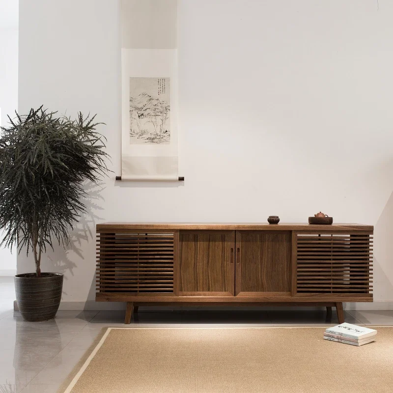 

Solid wood black walnut TV cabinet New Chinese audio-visual cabinet Combination living room cabinet