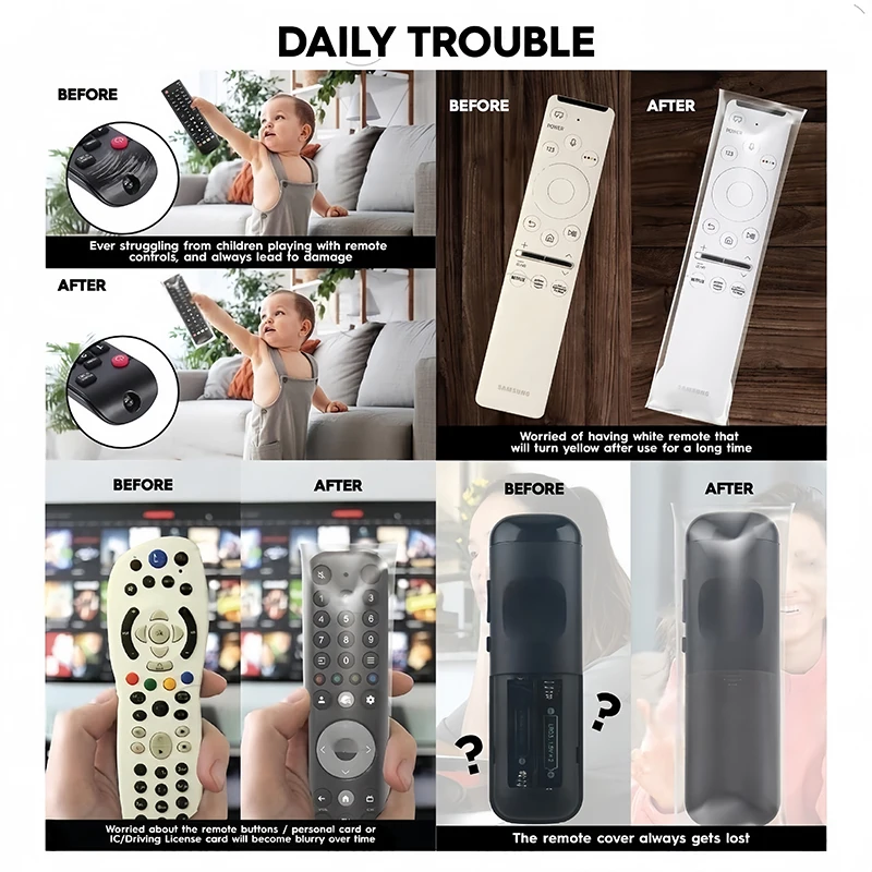 1pc Silicone TV Air Condition Remote Control Protective Case Transparent Waterproof Dust-proof Storage Bag