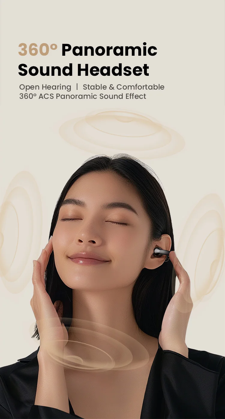 TWS Open Ear Clip Wireless Earbuds Bluetooth Sports Earphones Headphones in Mic with Earhooks & Ear Hook Headset
