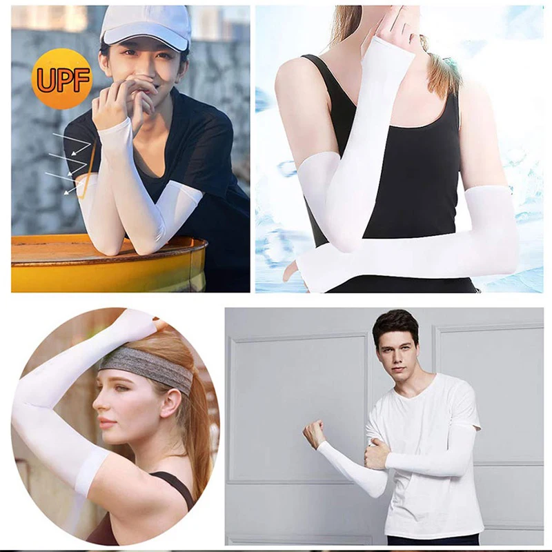 Summer Ice Silk Long Sleeves Anti-Sunburn Arm Cover Men Women Cuff New Cool Hand Sleeves Anti-UV Cycling Arm Sleeve Fingerless