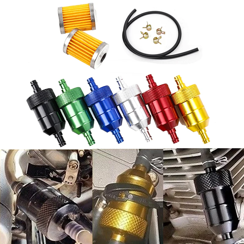 Топливный шланг для мотоцикла 8 мм, масляный фильтрующий элемент, многоразовый с 4 зажимами для 50cc 250cc, мотокросс, квадроцикл, грязевой велосипед, скутер