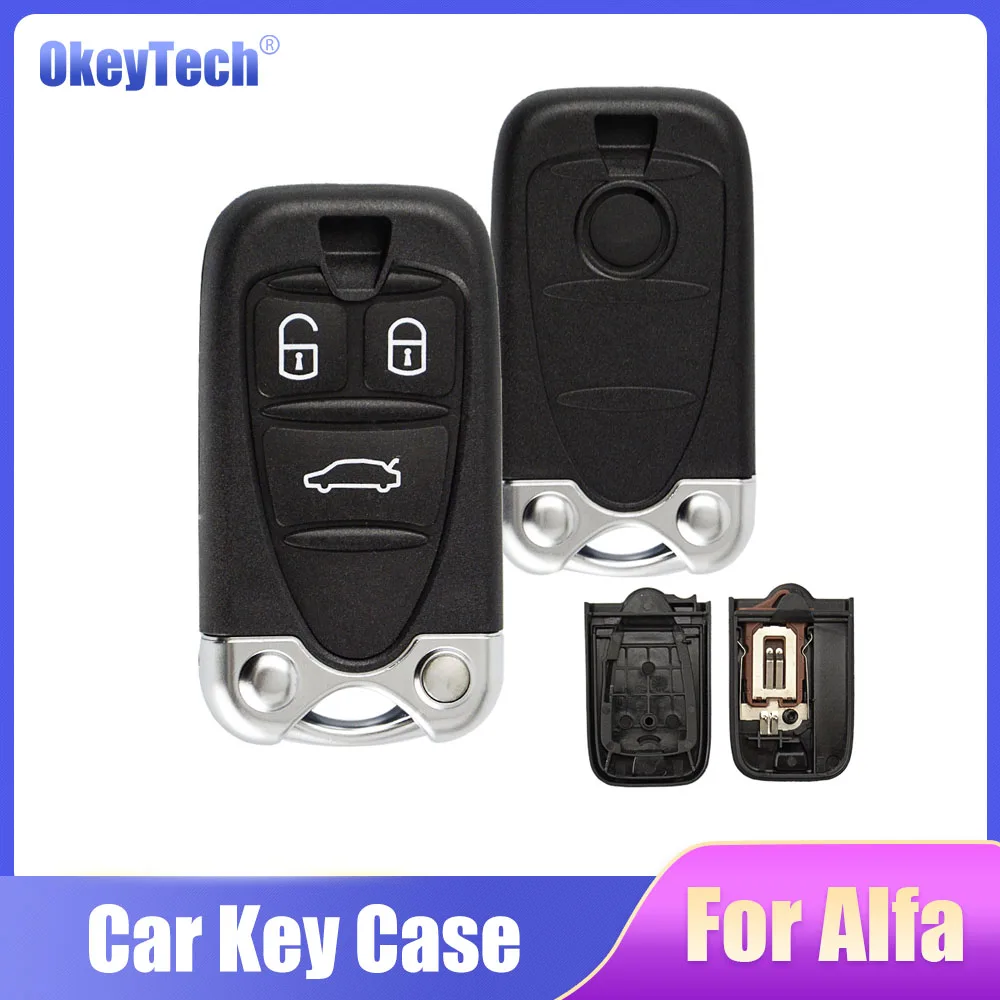 

OkeyTech New Remote Control Car Key Shell For Alfa Romeo 159 156 Giulietta Brera Spider Insert Blade Smart Card Case Replacement