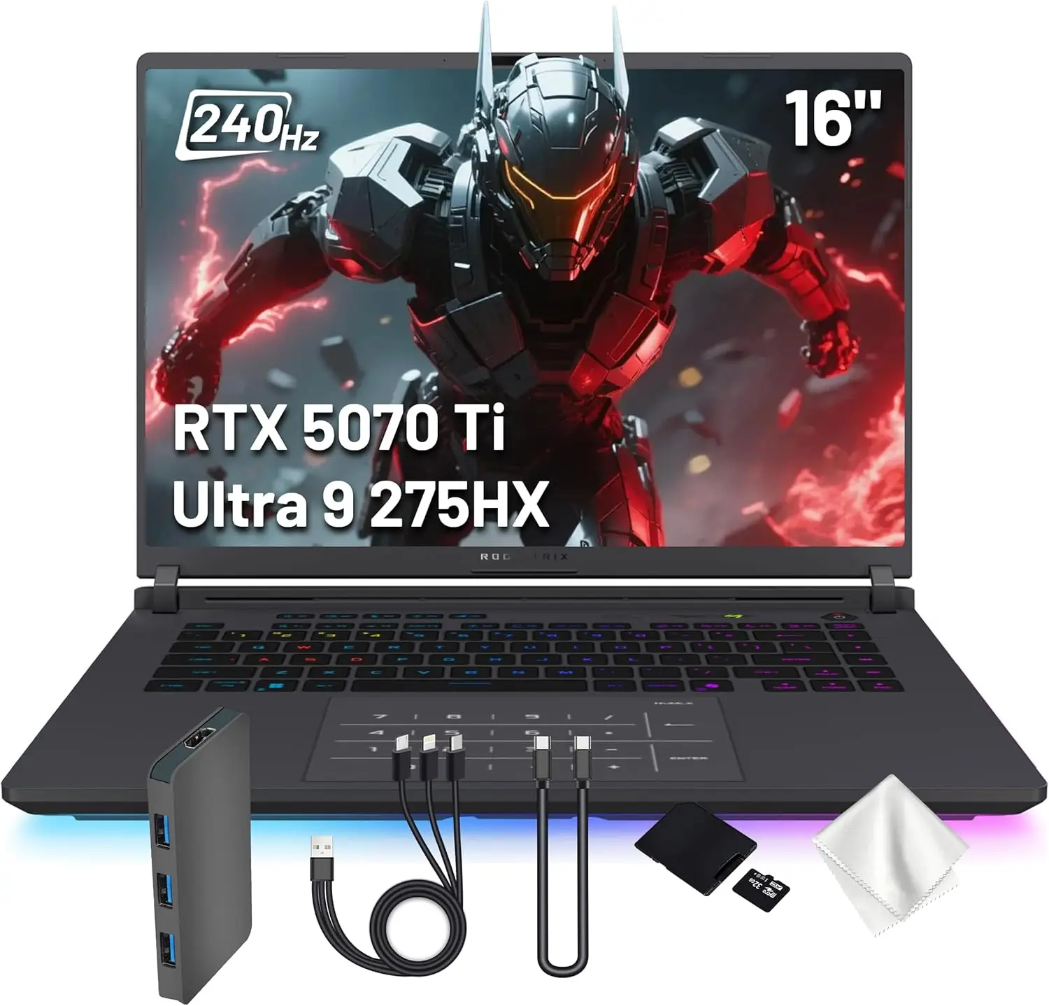 

ASUS ROG Intel Ultra 9 275HX, GeForce RTX 5070 Ti 12 ГБ GDDR7, 32 ГБ DDR5, 3 ТБ хранилище (2 ТБ SSD и 1 ТБ док-станция)