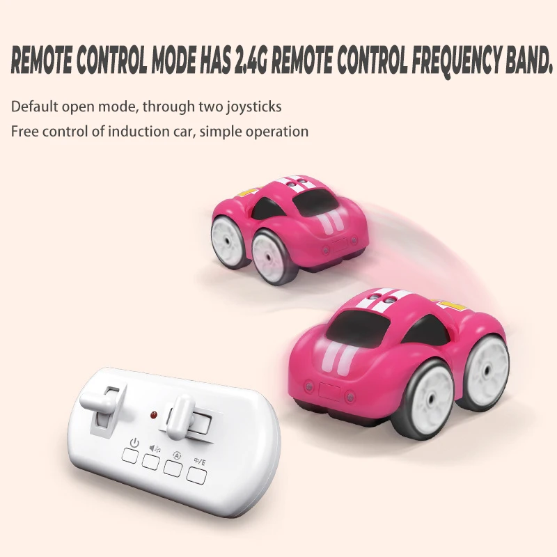 Smart Induction RC Cartoon Car | 2.4G Obstacle Avoidance Follow Me Music Light Crawl Indoor Outdoor Toy for Children 2025 New