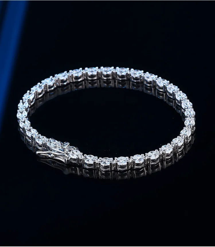 Luxury Solid Platinum PT950 Double Row Horse Eye Moissanite Diamond Bracelet Full Diamond Women's Ins Fashion Bracelet