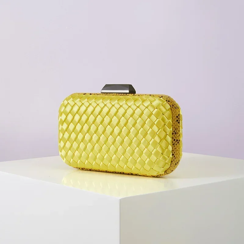 Luxury Woven Clutches High End Ladies Formal Party Evening Bags Sac A Main Femme Snake Skin Purses and Handbags Female Gift