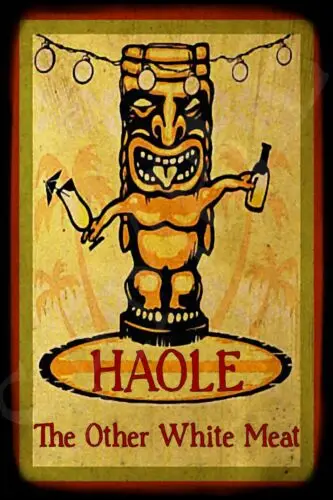 

* HAOLE * потертый металлический знак 8X12 Забавный TIKI BAR SURF SHACK LUAU Гавайский Декор