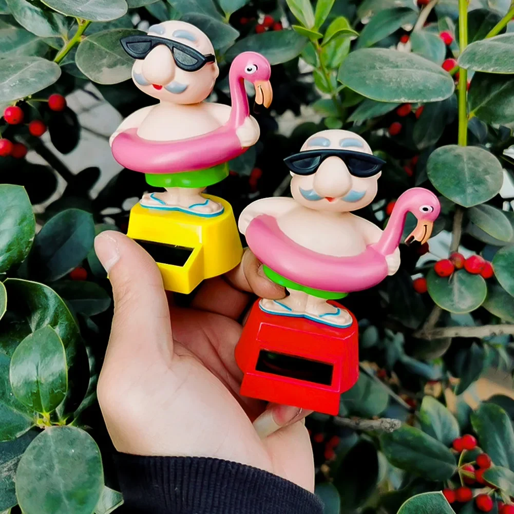 Solar Powered Swinging Master Car Ornament Cartoon Dancing Animated Doll Automobile Dashboard Decoration Cute Car Accessories