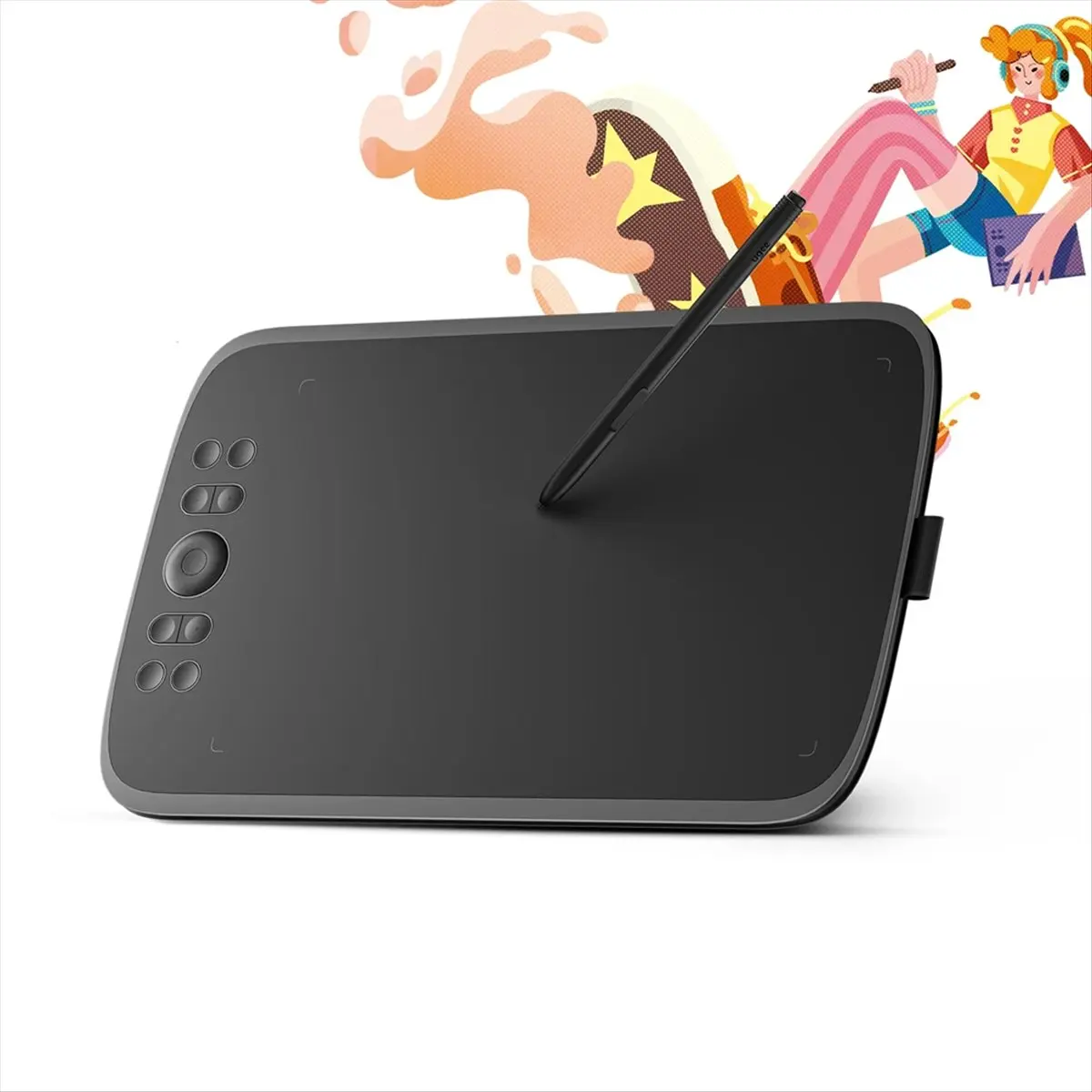 Tableta de dibujo gráfico M908, 10 pulgadas, 8 teclas calientes, rueda de desplazamiento, 16K niveles de presión, Compatible con Android