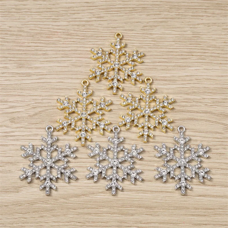 5 Stück 30x38mm Elegante Große Kristall-Weihnachtsschneeflocken-Anhänger für Schmuckherstellung, Ohrringe, Halsketten, DIY-Bastelbedarf – Detail 6