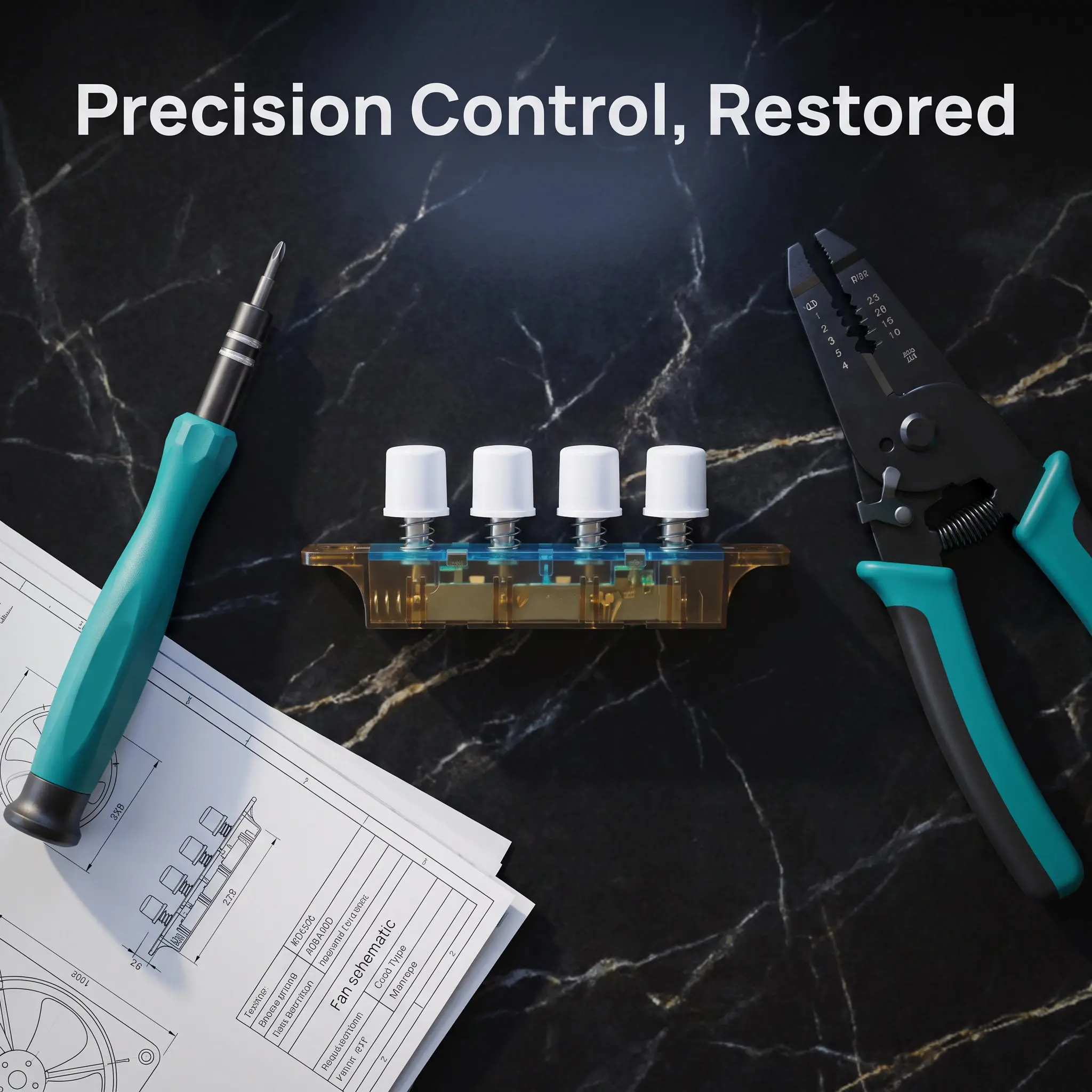 Desk Fan Control Switch Controller Blower Electronic Exhaust Button 4 Position 3 Speeds Replacement Part Electric Kit