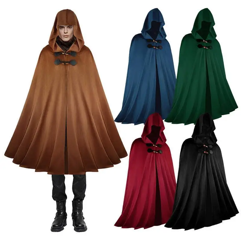 

Medieval Retro Velvet Halloween Hooded Cloak Pirate Ranger Warrior Cosplay Performance Costume Women's Traditional Ethnic Wear