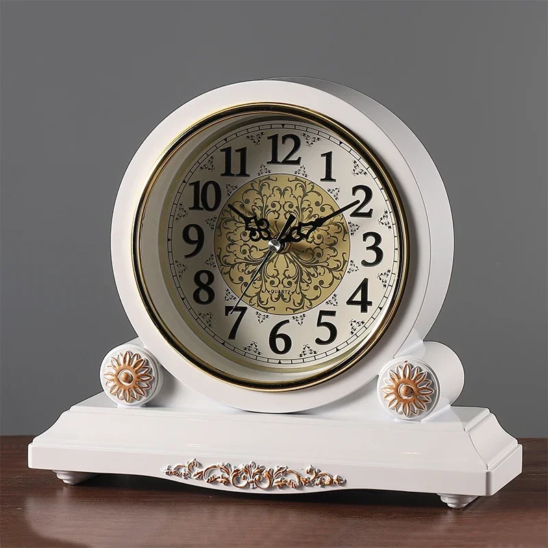 Desktop Table Clock Retro Silent Watches Antiques Luxury Decor Desk Clocks Large Living Room Table Decoration Vintage Ornaments