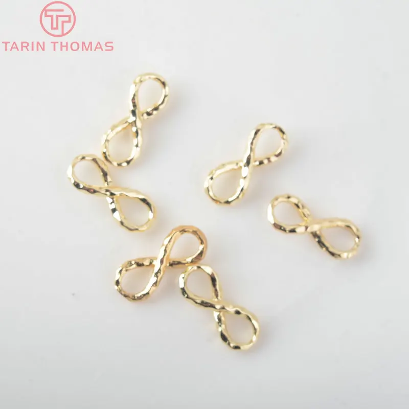 (2784)6PCS 6x14MM 24K Gold Color Plated Brass Charm Connector for Jewelry Making Findings Accessories