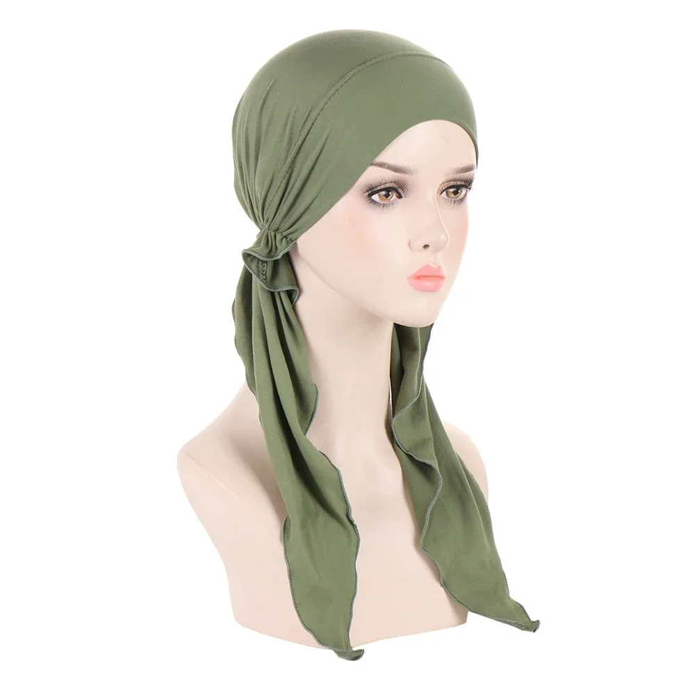 

Pre-Tied Muslim Women Hijab Strech Chemo Cap Inner Hat Cancer Bonnet Hair Loss Beanies Headwear Wraps Head Scarf Turbante Cover