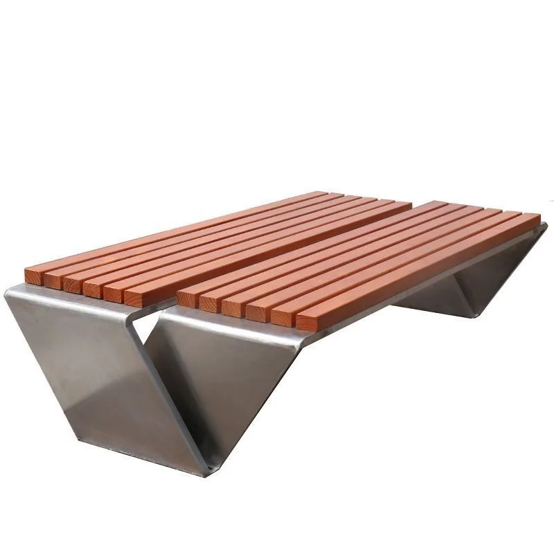 

Stainless steel park chair, outdoor anti-corrosive wood special-shaped leisure chair, shopping mall landscape seat and stool