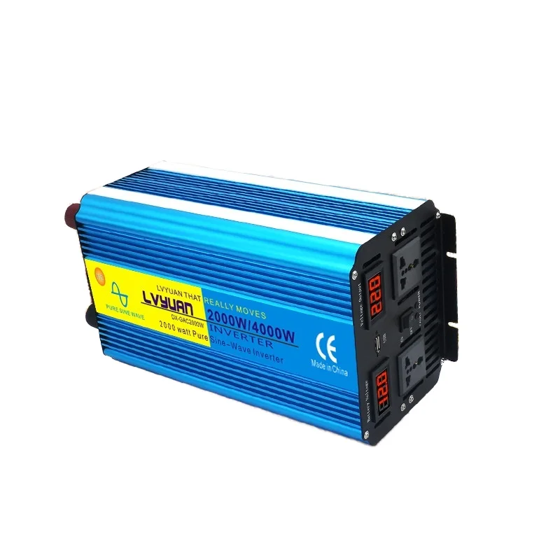 

Lvyuan Brand Dual Digital Display 3500/7000W Pure Sine Wave Inverter 12V/24V 110V/220V Converter for Home Car Single WIFI