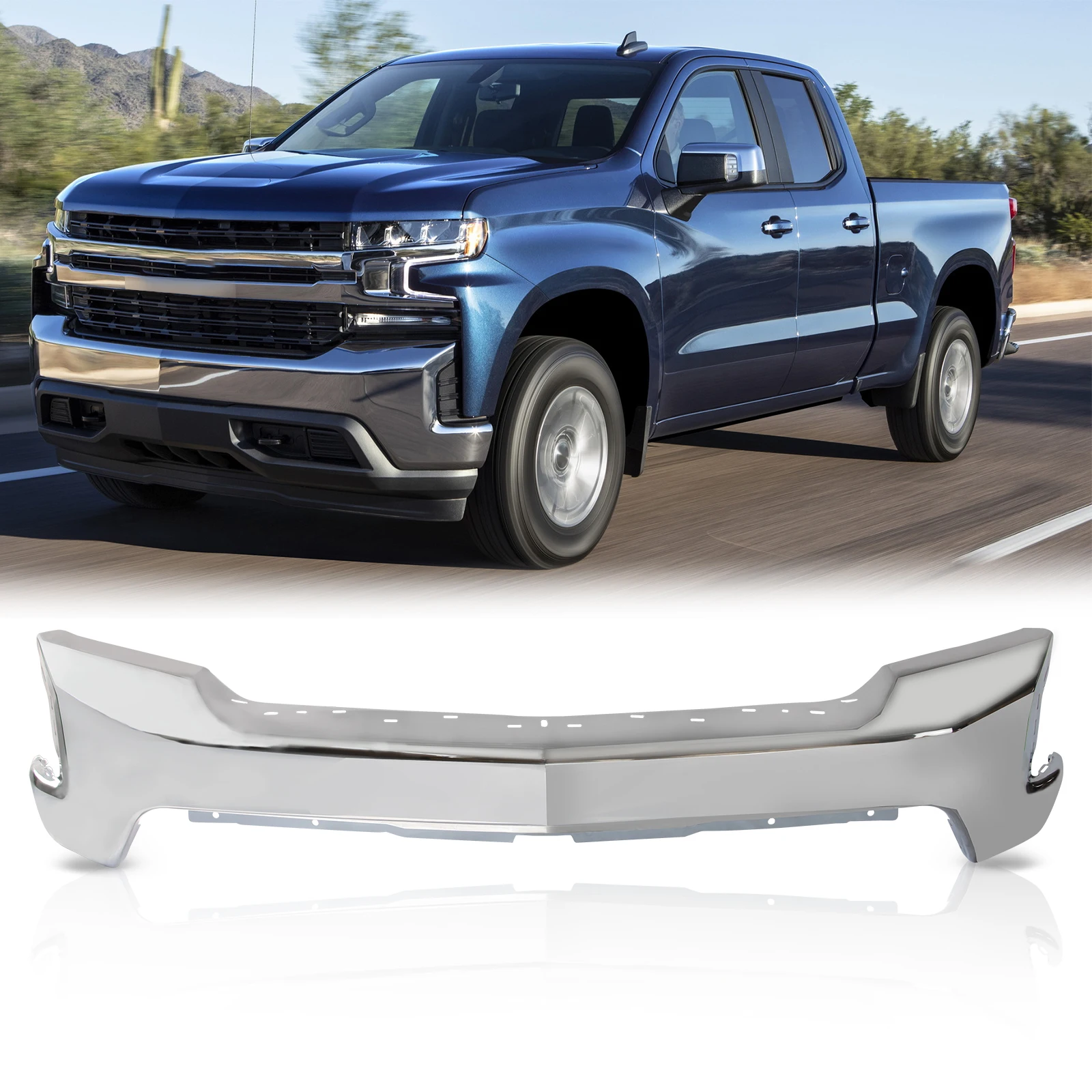 Front Bumper Face Bar for 2019 2020 2021 Chevy Silverado 1500 LT LTZ w/o Park