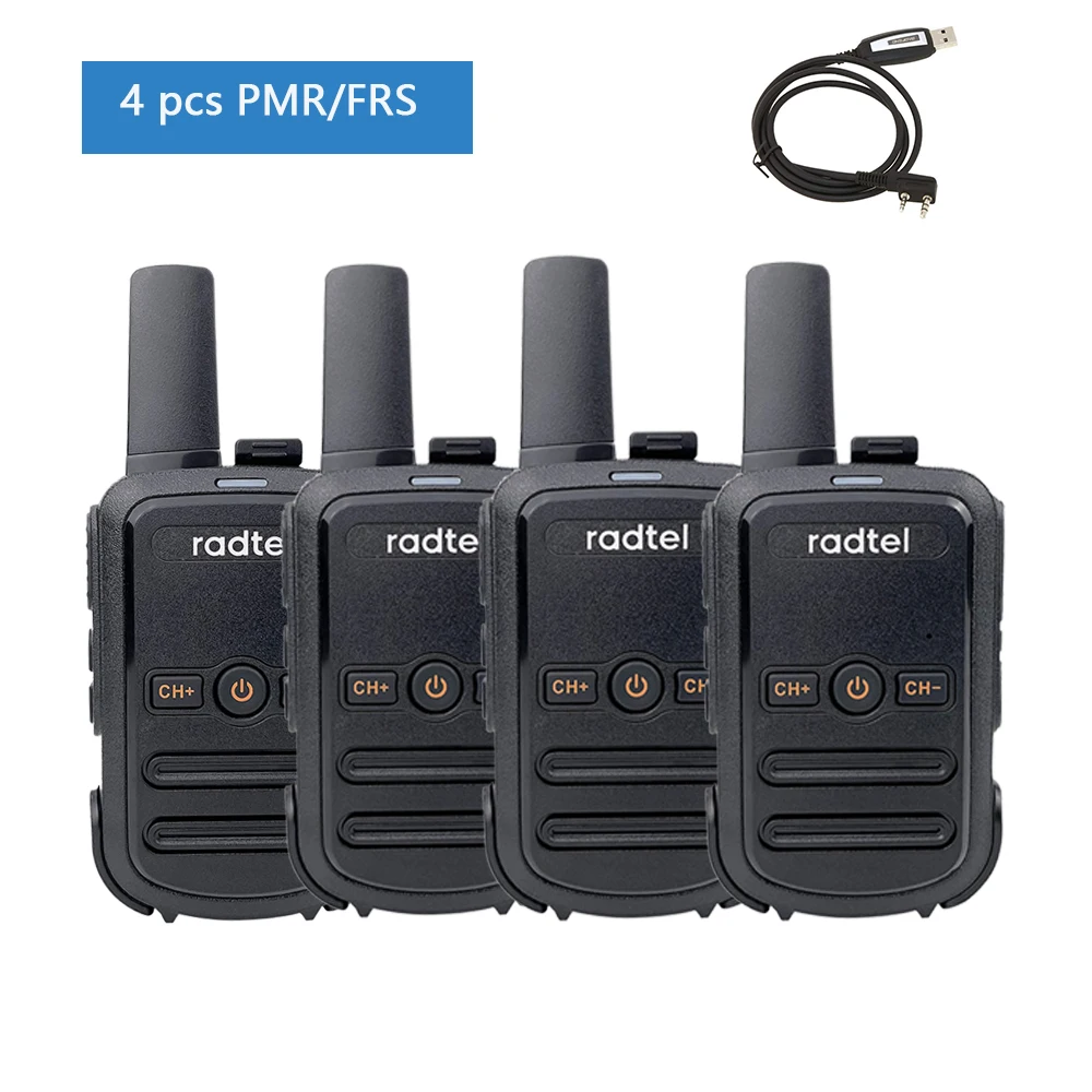 

4pcs Mini Walkie Talkie Radtel RT12 Portable Two Way Radio Station PMR FRS Radio Comunicador Walkie-Talkie for Hotel Audlts Kid