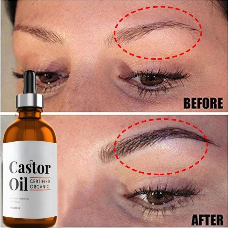 New Castor Oil Hair Growth Essential Oils Essence Skin Massage Essential Oil  Eyebrows Growth Prevent Aging Castor Organic Serum