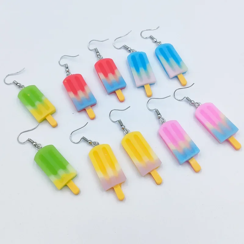 Cute Earrings For Women Creative Funny Emulational Ice Cream Drop Earrings Summer Refreshing Color Aesthetic Kawaii Jewelry Gift